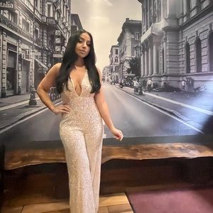 Fashion Nova Petite sequin jumpsuit size XS